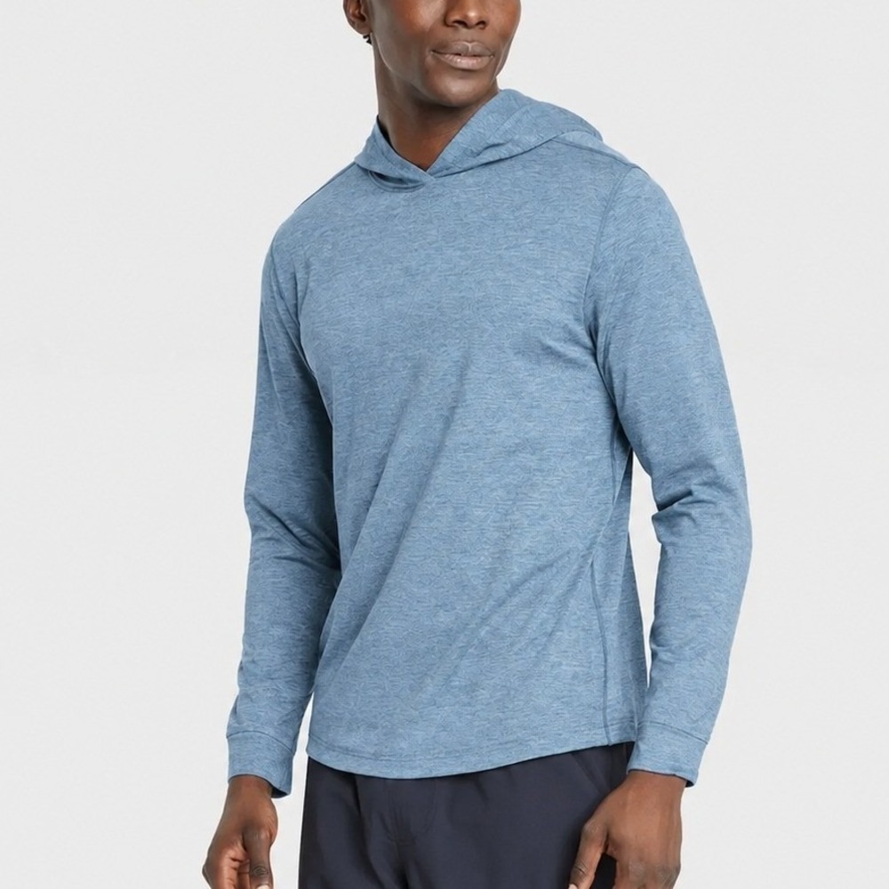 All in Motion Soft Stretch Hoodie Top Mens XXL Blue Heather Performance Athletic